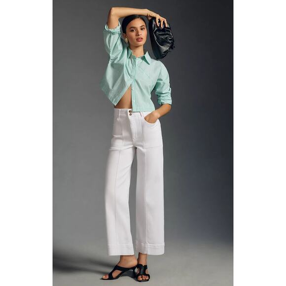 Pilcro The Skipper Seamed High-Rise Wide-Leg Jeans - New 34 waist - Picture 1 of 6